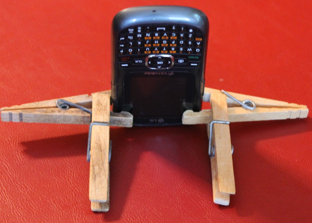 clothespin cell phone stand
