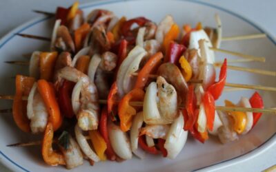 Spicy Tomato-Basil Shrimp Kabobs
