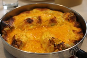 Dutch Baby with Onion and Sharp Cheddar