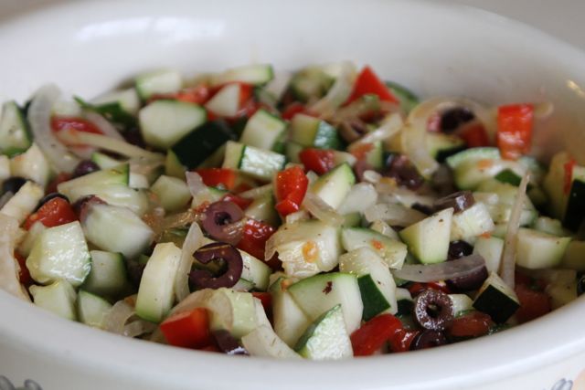 Late Summer Cucumber, Tomato, & Zucchini Salad
