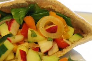 Greek Salad Pitas with Olive-Garlic Tapende