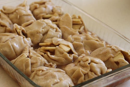 My mother made the most delicious dumplings. When a friend called to offer us free apples, I pulled out Mom's recipe. They were as delicious as I remembered.